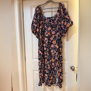 Floral Print Dress with Puffy Sleeves